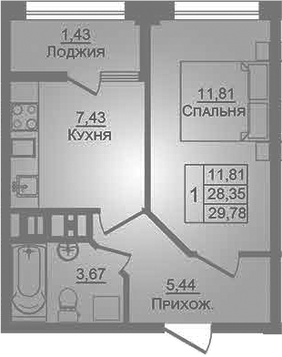1-комн. · 28.37 м²