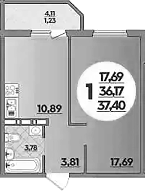 Планировка 36.17 м²