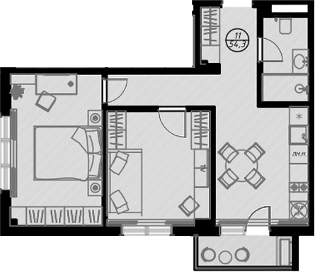 Продается 1-комн. квартира, 51.1 м²