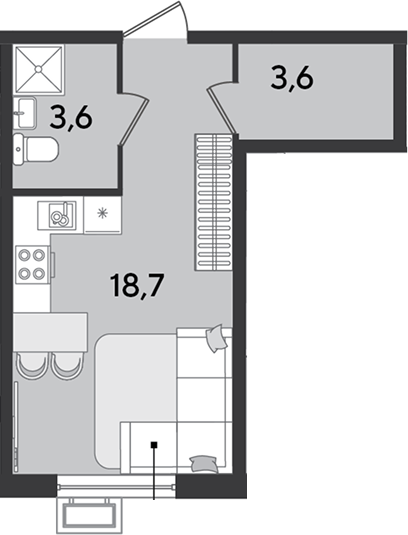 Продается 1-комн. квартира, 25.9 м²