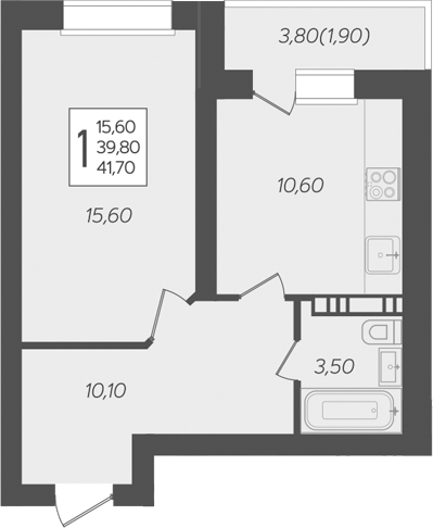 Планировка 39.8 м²