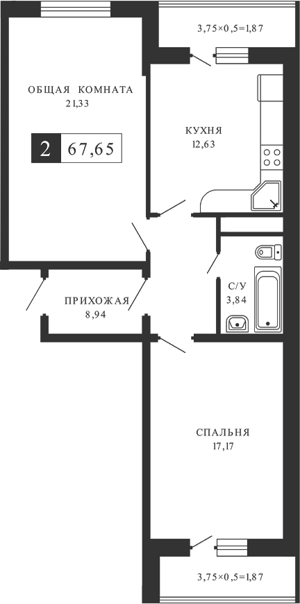 Планировка 64.06 м²