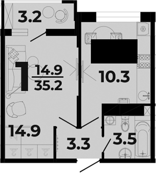 1-комн. · 32 м²