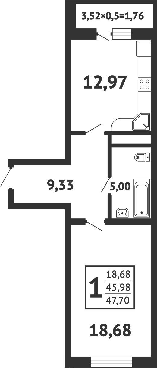 Планировка 45.16 м²