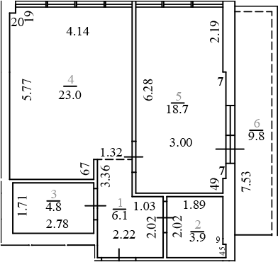 Планировка 56.5 м²