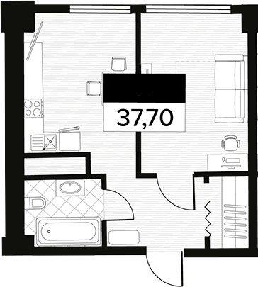 Квартира, 37.7 м²