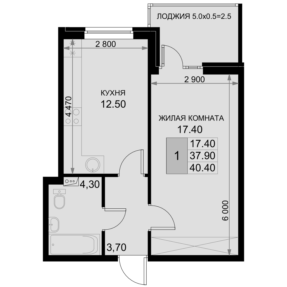 1-комн. · 36.9 м²