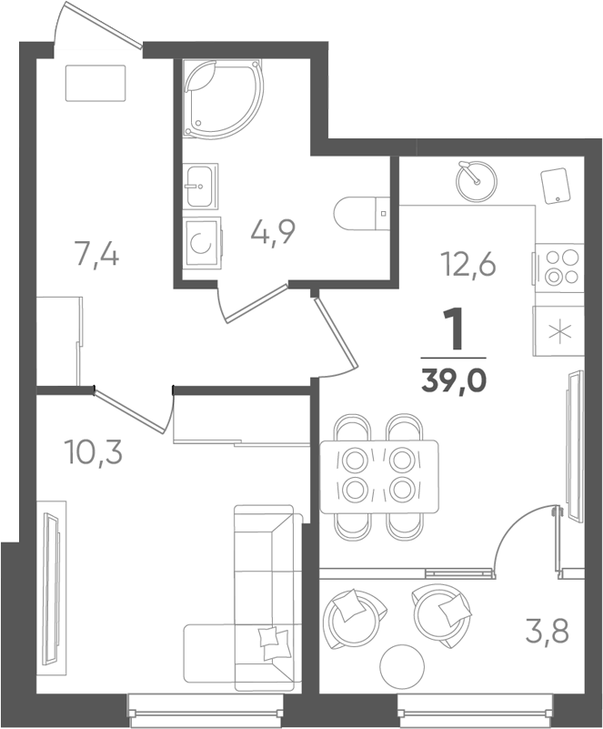 Планировка 35.2 м²