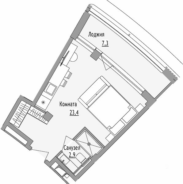 Планировка 26.3 м²