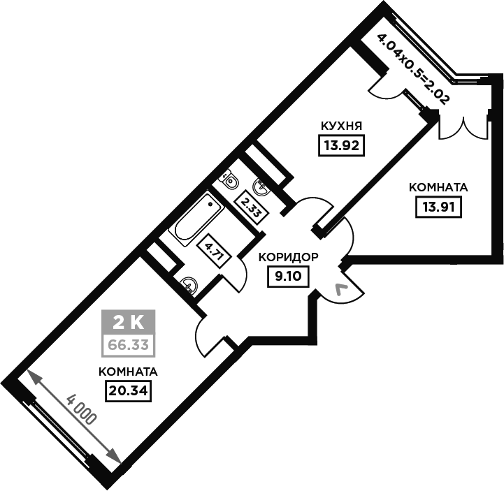 Планировка 64.31 м²