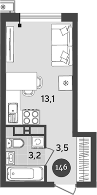 Планировка 19.8 м²