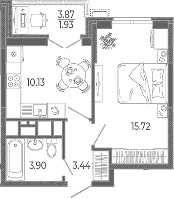 Планировка 33.19 м²