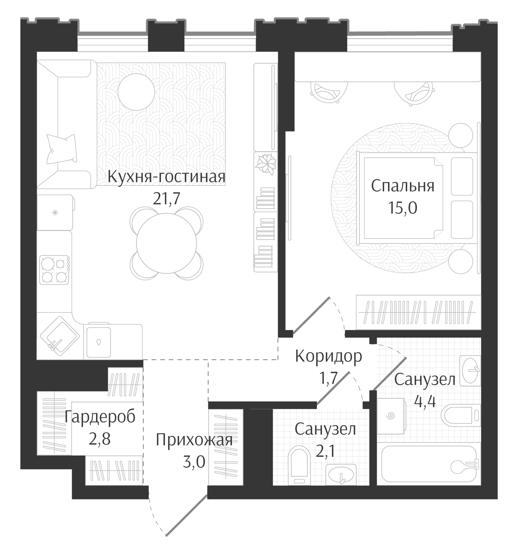 Планировка 50.7 м²