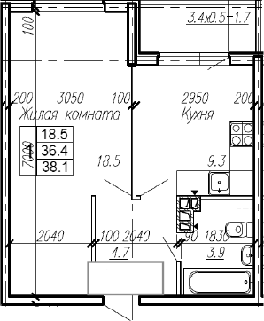 Продается 1-комн. квартира, 36.4 м²