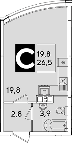 Студия · 26.5 м²