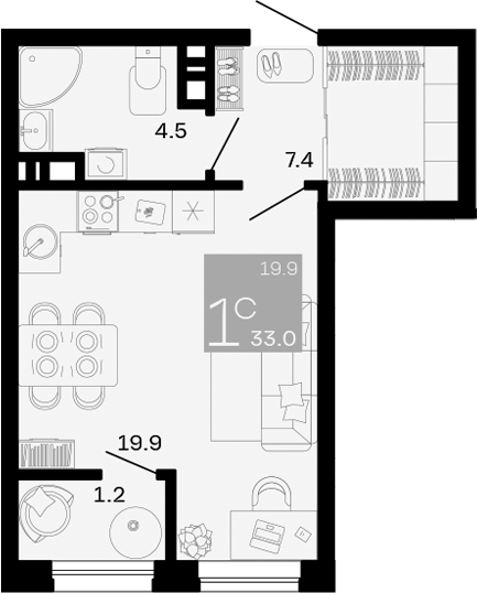 Продается 1-комн. квартира, 31.8 м²