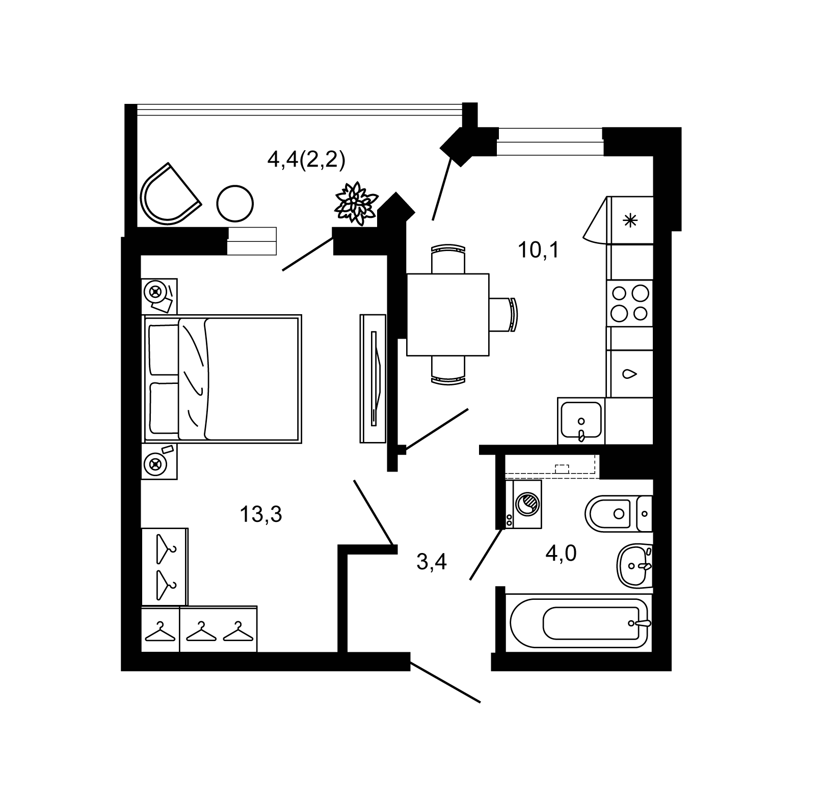 Планировка 30.8 м²