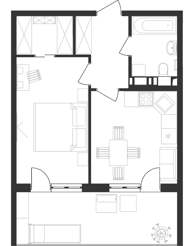 Планировка 38.71 м²