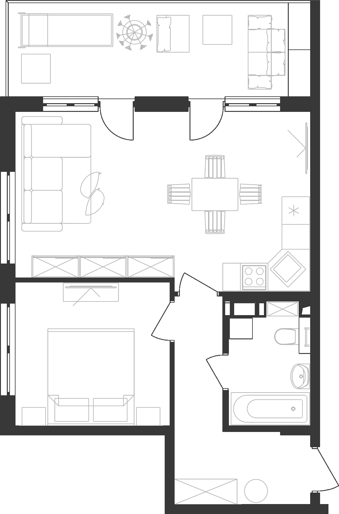 Планировка 46.5 м²