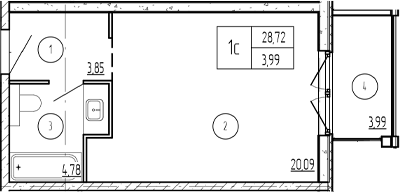 Планировка 28.72 м²