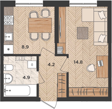 Планировка 32.8 м²
