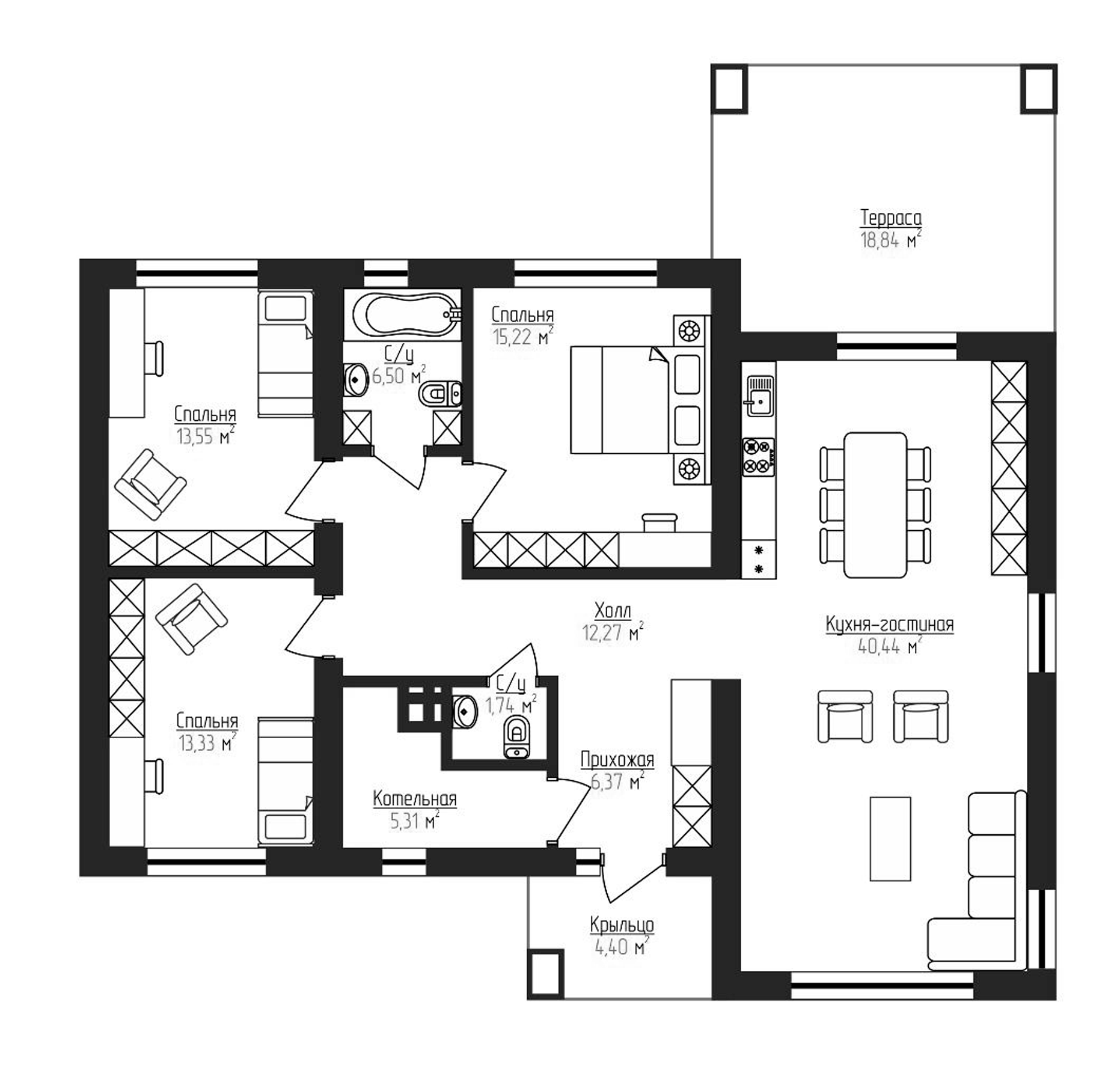 Планировка 114.16 м²