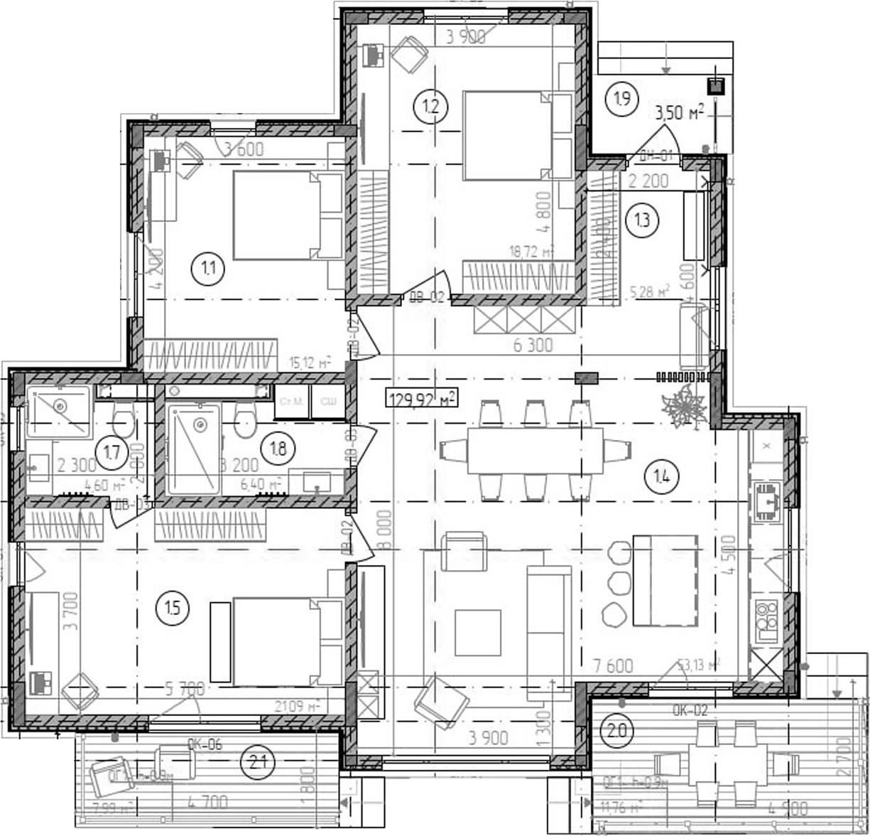 Планировка 130.25 м²