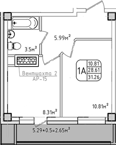 Планировка 28.61 м²