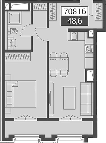 Планировка 48.6 м²