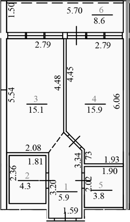 Планировка 45 м²