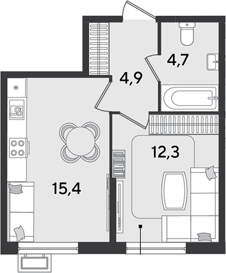 Продается 1-комн. квартира, 37.3 м²