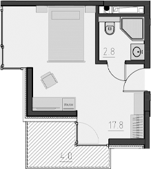 Студия · 20.6 м²