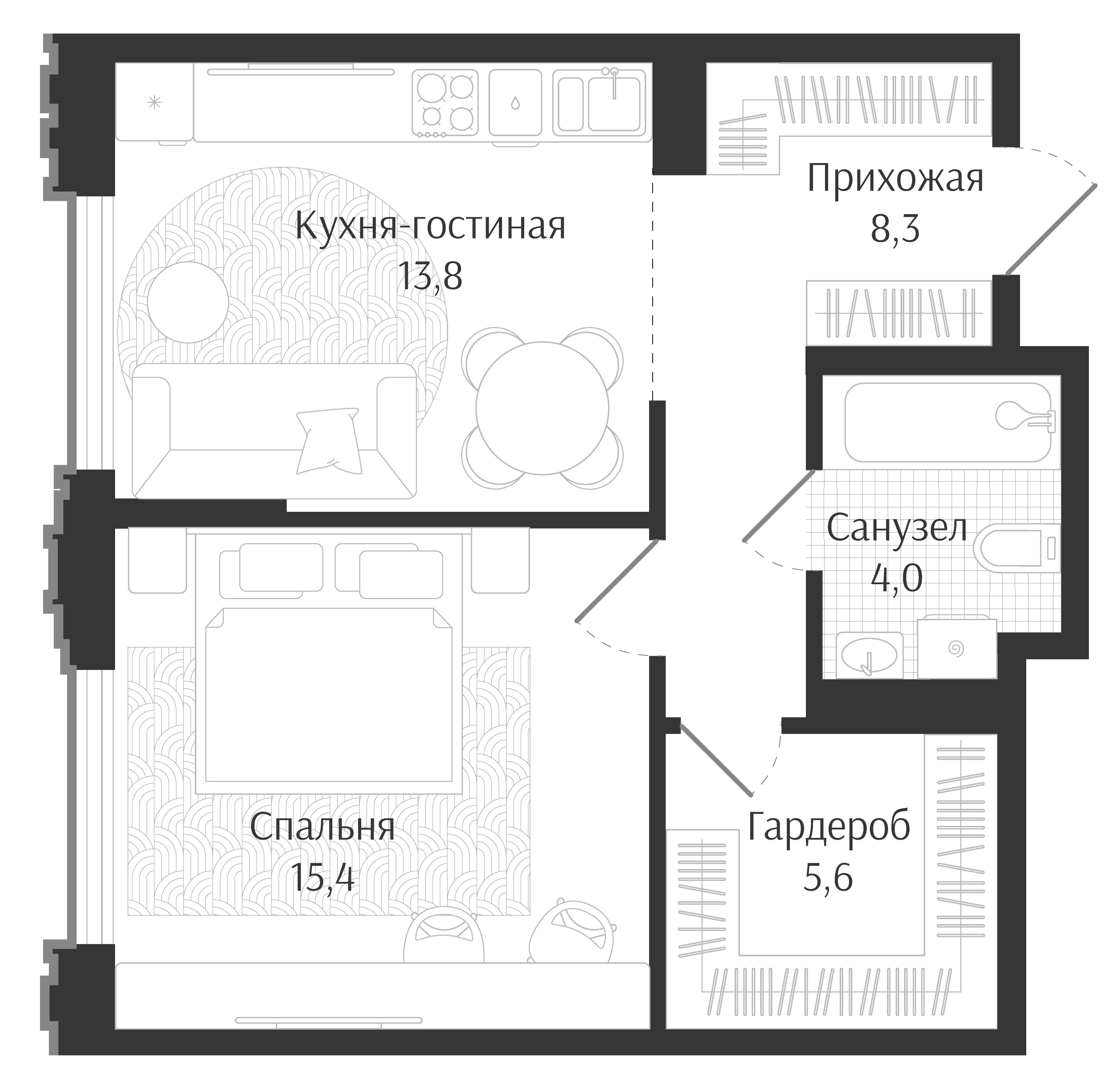 Планировка 47.1 м²