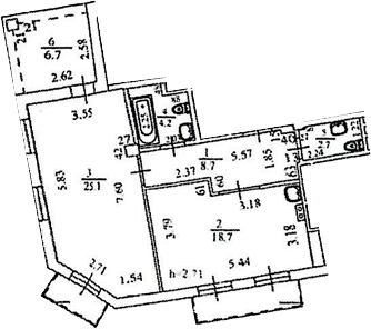 Планировка 59.4 м²