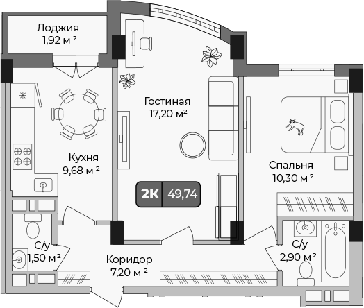 Продается 2-комн. квартира, 48.78 м²