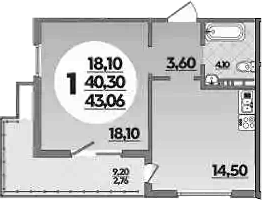 Планировка 40.3 м²