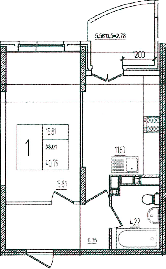 Планировка 38.01 м²