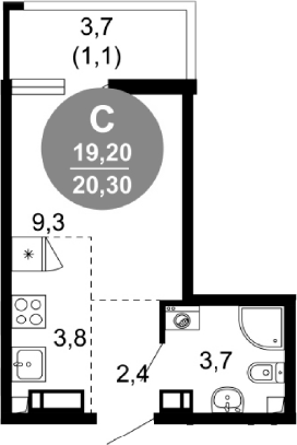 Продается 1-комн. квартира, 19.2 м²