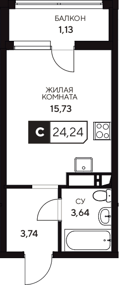 Планировка 23.11 м²