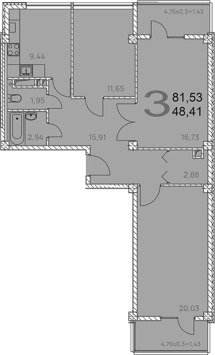 Планировка 81.66 м²