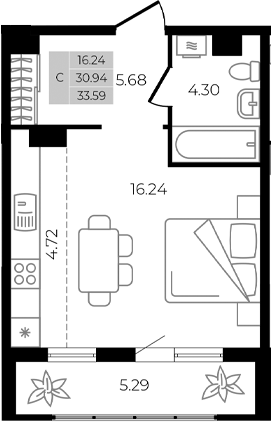 Планировка 30.94 м²