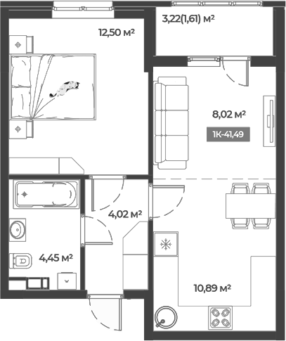 Продается 1-комн. квартира, 39.88 м²