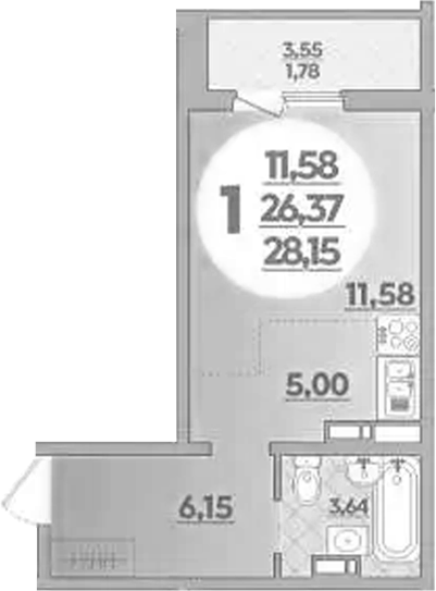 Студия · 26.37 м²