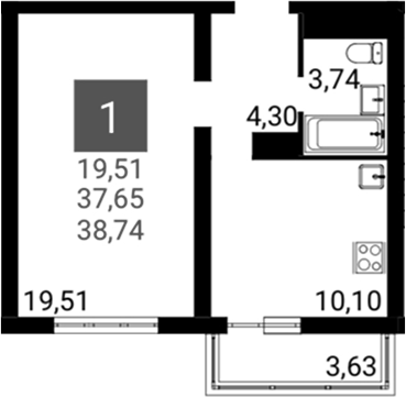 Планировка 36.56 м²