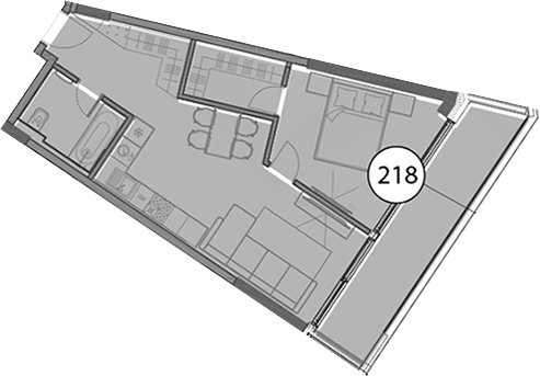 Планировка 57.7 м²