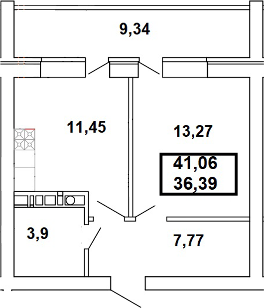 Планировка 36.39 м²