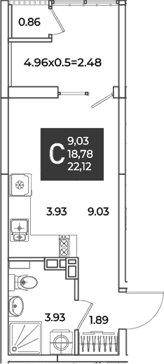 Планировка 18.78 м²
