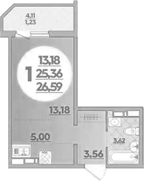 Планировка 25.36 м²
