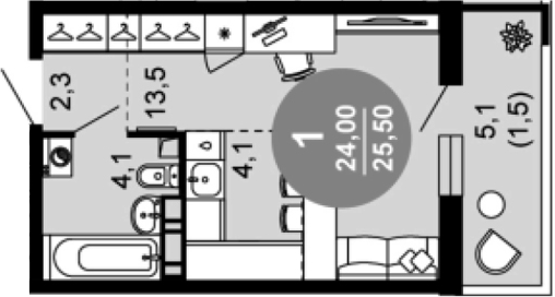Планировка 24 м²