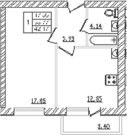 1-комн. · 36.39 м²